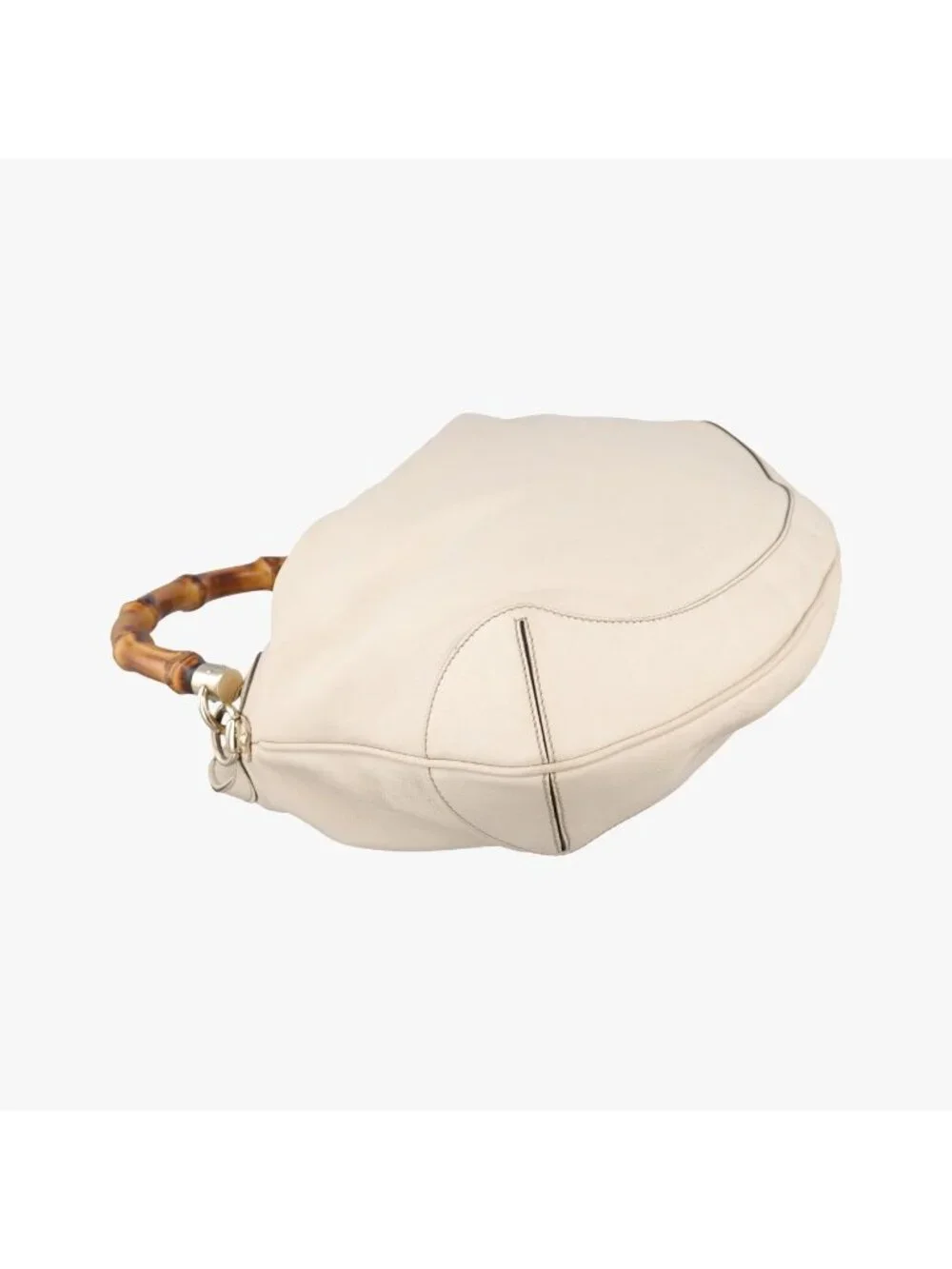 ★SOLD★ Gucci Bamboo White Leather Messenger Bag - Picture 7 of 15